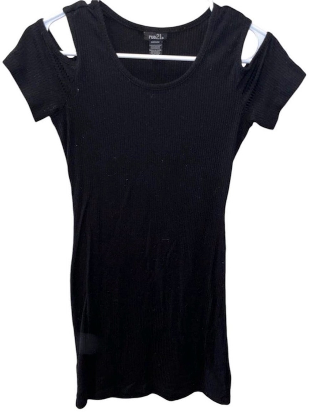 Rue21 Black Cold-Shoulder Ribbed Dress Top